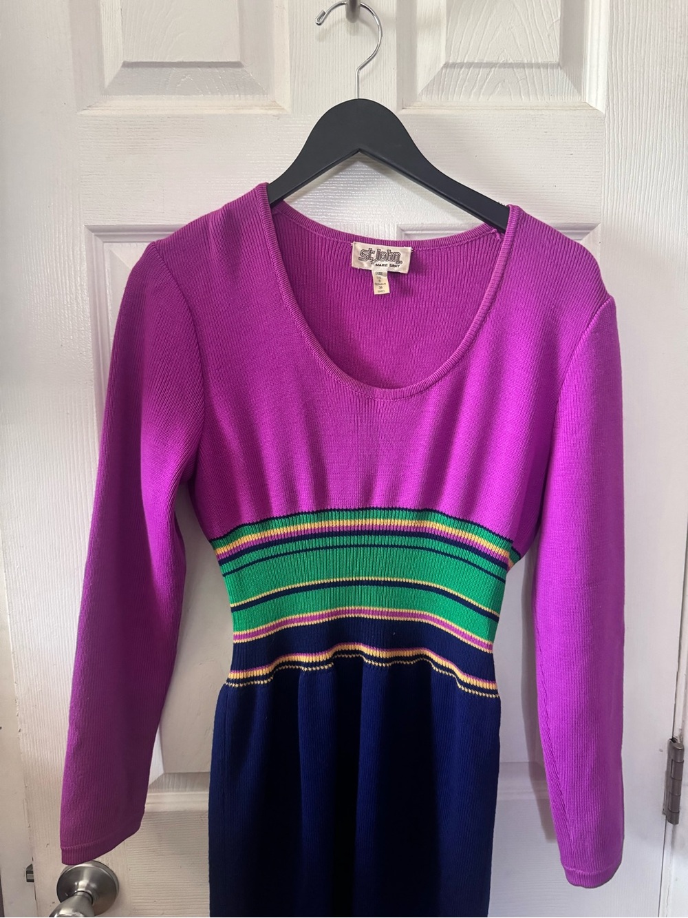 Vintage St. John by Marie Gray Colorblock Knit Dress Size 8 - Picture 3 of 5